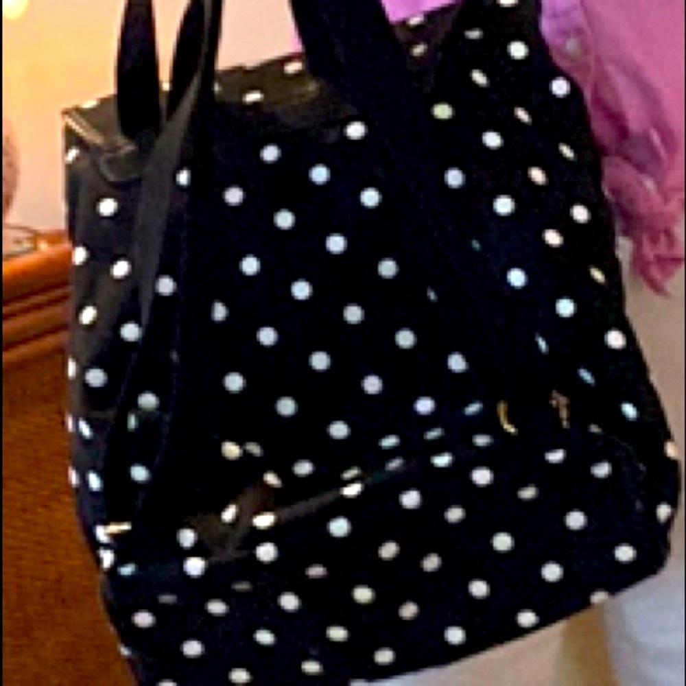 MINT Authentic Tommy  Hilfiger Backpack LARGE Black with White Polka Dots NWOT - Picture 15 of 16